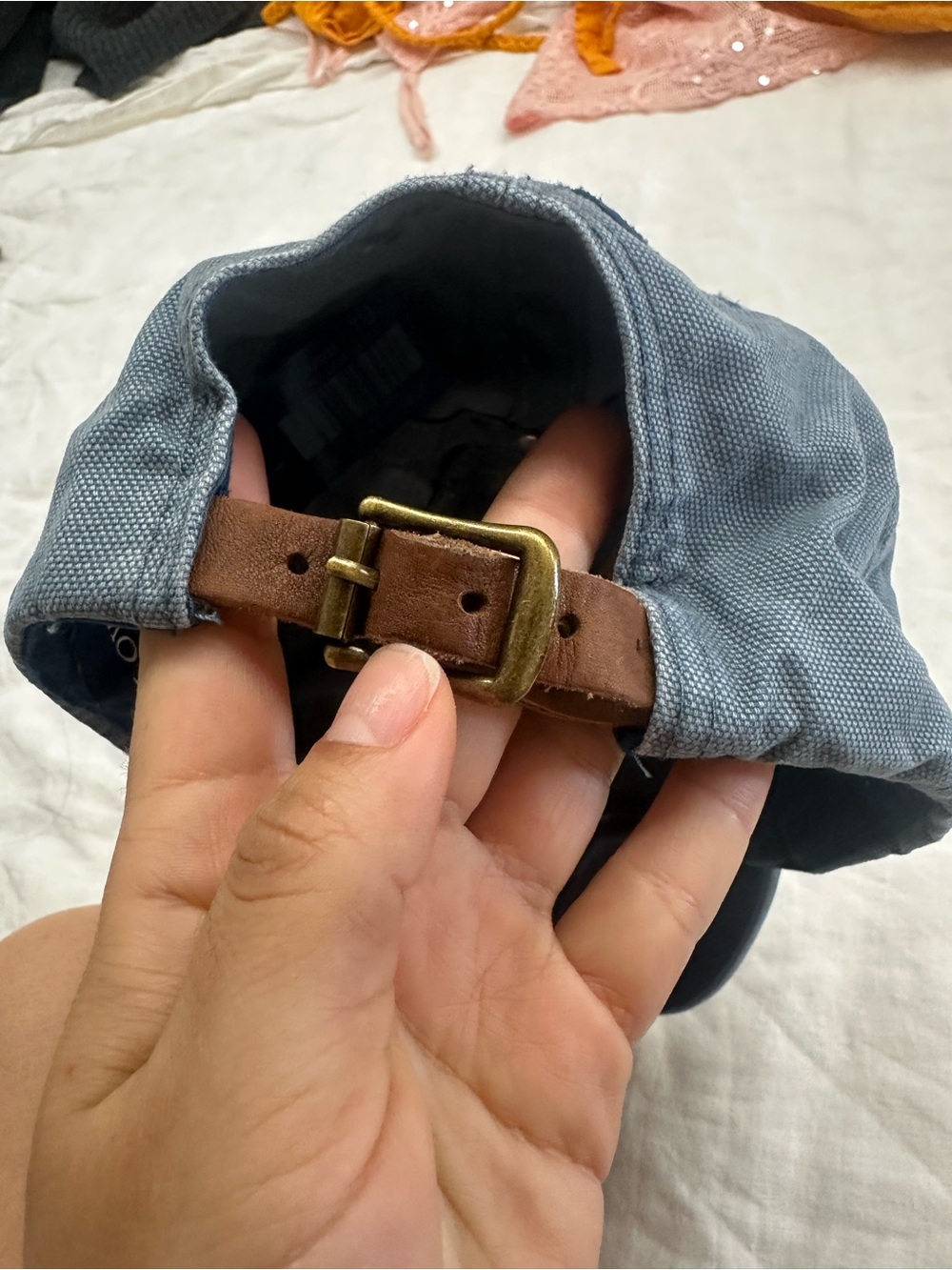 Men's Washed Slate Blue Cotton Baseball Cap with Embroidered Logo - Picture 4 of 7